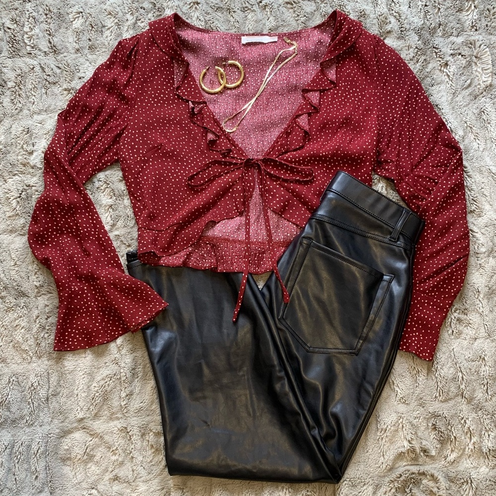 Grey Bandit Tie Front Top
